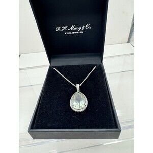 Green Amethyst Necklace. Set In Sterling Silver.  Cable Chain 18 Inches.